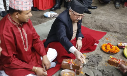 सिंहदरबार भित्र नयाँ संसद भवनको शिलान्यास