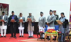 केपी ओली नेतृत्वको सरकारमा थपिएका मन्त्रीले लिए शपथ