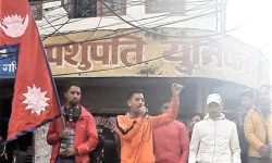 नेपाली भूमिमा भारतको अतिक्रमण विरुद्ध पशुपति क्याम्पसका विद्यार्थी आन्दोलित