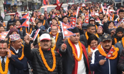 पानीमा रुझ्दै नागरिक अभिनन्दनमा हिडे खेलाडी