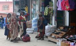 सामान किन्न कानेखुशी गर्दै राउटे महिला