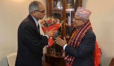भारतीय राजदूत क्वात्रा र नेकपा वरिष्ठ नेता नेपालबिच भेटवार्ता