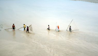 कान्द्रा नदीमा माछा मार्दै महिला