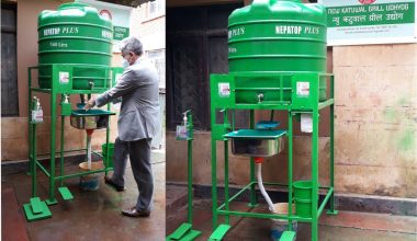 खुट्टाले चलाएर हात धुन मिल्ने उपकरण वितरण