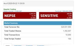 मंगलवार एक घण्टामा ११.९९ अंक घट्यो शेयर बजार, कारोबार रकम ५२ करोडभन्दा बढी