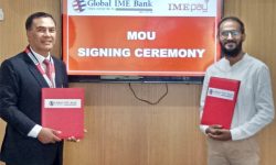 ग्लोबल आइएमई बैंक र आइएमई पे बीच विधुतीय माध्यमबाट राजस्व संकलन गर्ने सम्झौता