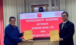 सनराइज बैंक र आई एम ई मोटर्स प्रा.लि बीच सम्झौता, ६० प्रतिशतसम्म कर्जाको व्यवस्था
