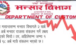 सरकारले भन्सार राजस्व लक्ष्य अनुरुप उठाउन सकेन, आयातमा ४ प्रतिशतको कमि
