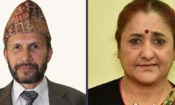 राजीनामा दिँदै अख्तियारका कार्यवाहक प्रमुख जोशी र आयुक्त थापा