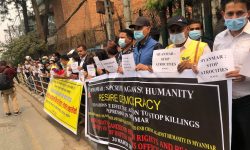 म्यानमारको सैन्य ‘कू’ विरुद्ध नेपालमा प्रदर्शन