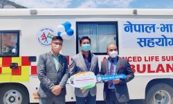 भारतीय राजदूतावासलाई अशोक लेलैण्डको एडभान्स लाइफ सपोर्ट एम्बुलेन्स हस्तान्तरण