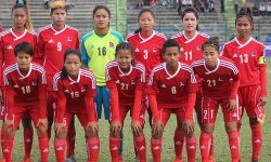 नेपाली महिला फुटबल टोली हङकङसँग खेल्दै