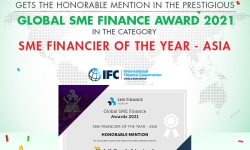 नबिल बैंक ग्लोबल एसएमई फाइनान्स अवार्ड–२०२१ बाट सम्मानित