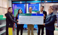 सानिमा बैंकद्वारा १० लाख दुर्घटना बिमा रकम हस्तान्तरण