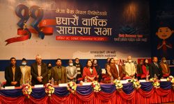 मेगा बैंकको ११औं वार्षिक साधारणसभा : १२.०७ प्रतिशत लाभांश पारित