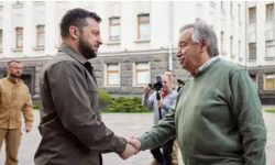 राष्ट्रसंघका महासचिव राजधानी किएभमा भएकै बेला दुई रुसी क्षेप्यास्त्र प्रहार