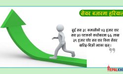 सूचक तथा कारोबार रकम दुवै बढ्यो, ९५ अंकले बढेको नेप्सेमा २ अर्ब ५३ करोडको सेयर किनबेच