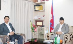 गृहमन्त्री खाँण र नेकपाका प्रवक्ता विश्वकर्माबीच भेटवार्ता