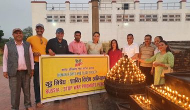 युद्ध रोक्न आह्‍वानसहित शान्ति समाजद्वारा लुम्बिनीमा दीप प्रज्वलन
