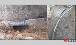 विद्युत् लाइन भूमिगत गर्दा खुशिबु नयाँ बजार क्षेत्रका खानेपानी पाइपलाइनमा क्षति