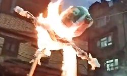 काठमाडौंकाे बांगेमुढामा बालेनकाे पुत्ला दहन