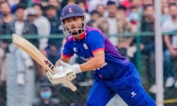 यूएईविरुद्ध भीम सार्कीको संयमित ब्याटिङ, अर्धशतक पूरा