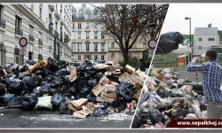 पेरिसको सडकमा थुप्रियो काठमाडौंको जस्तै फोहर