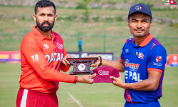 कतारविरुद्ध ब्याटिङ गर्दै नेपाल