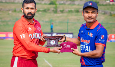 कतारविरुद्ध ब्याटिङ गर्दै नेपाल