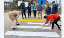 दिक्तेल बजारमा ‘जेब्राक्रस’ तथा ‘स्पिड ब्रेकर’ निर्माण