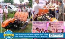 सामूहिक कृषि प्रवद्र्धनका लागि ज्योति विकास बैंकद्वारा धान रोप्ने मेसिन प्रदान