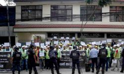 बालुवाटारमा निर्माण व्यवसायीको विरोध प्रदर्शन