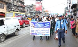 विद्यार्थीलाई सडकमै ट्राफिक सचेतना गराइँदै