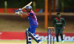 बंगलादेशविरुद्ध नेपालले १० ओभरमा तीन विकेट गुमाएर ३५ रन बनायो