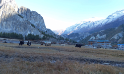 मनाङमा माथि सरे हिउँ, सुक्न थाले ताल