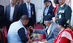 राष्ट्रपति पौडेलद्वारा सर्वसाधारणलाई टीका र जमरा प्रदान