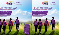 एनसेलले एनपिएलको प्रत्येक चौकामा विद्यार्थीहरूलाई ४ वटा शैक्षिक सामाग्री वितरण गर्ने