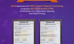 एनसेल बन्यो सूचना सुरक्षा र डेटा गोपनीयताका लागि आइएसओ पाउने पहिलो कम्पनी