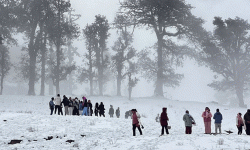 हिउँ खेल्न पर्यटक पातिहाल्नेमा