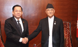 प्रधानमन्त्री ओली र म्यान्मारका प्रधानमन्त्री हलिङबीच भेटवार्ता