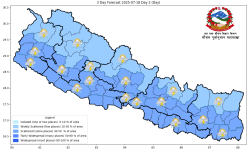 आज चार प्रदेशका केही स्थानमा अत्यधिक वर्षा हुने पूर्वानुमान