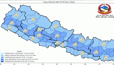 गण्डकी, कर्णाली र सुदूरपश्चिमका केही स्थानमा भारी वर्षा हुने पूर्वानुमान