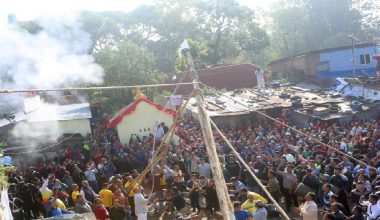 पचली भैरव जात्रामा पूजाआराधना एवं दर्शन गर्ने भक्तजनको घुइँचो