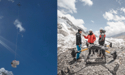 सगरमाथाको फोहर संकलनमा ड्रोनको प्रयोग