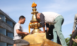 सय वर्षभन्दा पुरानो ऐतिहासिक ब्रह्मा मन्दिरमा गजूर स्थापना