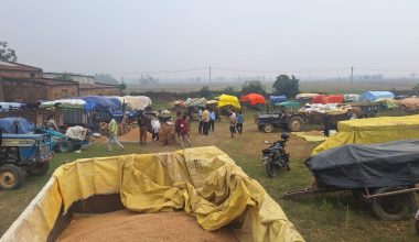 धान बेच्न किसान रातभर लाइनमा, सरकारी खरिद केन्द्रमा भीड