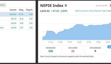 उच्च अंकले बढ्यो नेप्से, ४७ अंकले बढ्दा पाँच अर्ब ५३ करोडको सेयर कारोबार