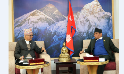 राष्ट्रियसभाका अध्यक्षसँग मन्त्री खनाल र सिन्हाको भेट