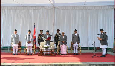 नवनियुक्त मन्त्री शर्माद्वारा पद तथा गोपनीयताको शपथ