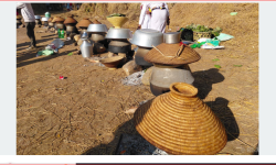 ढिक्री बनाउन व्यस्त थारू समुदाय